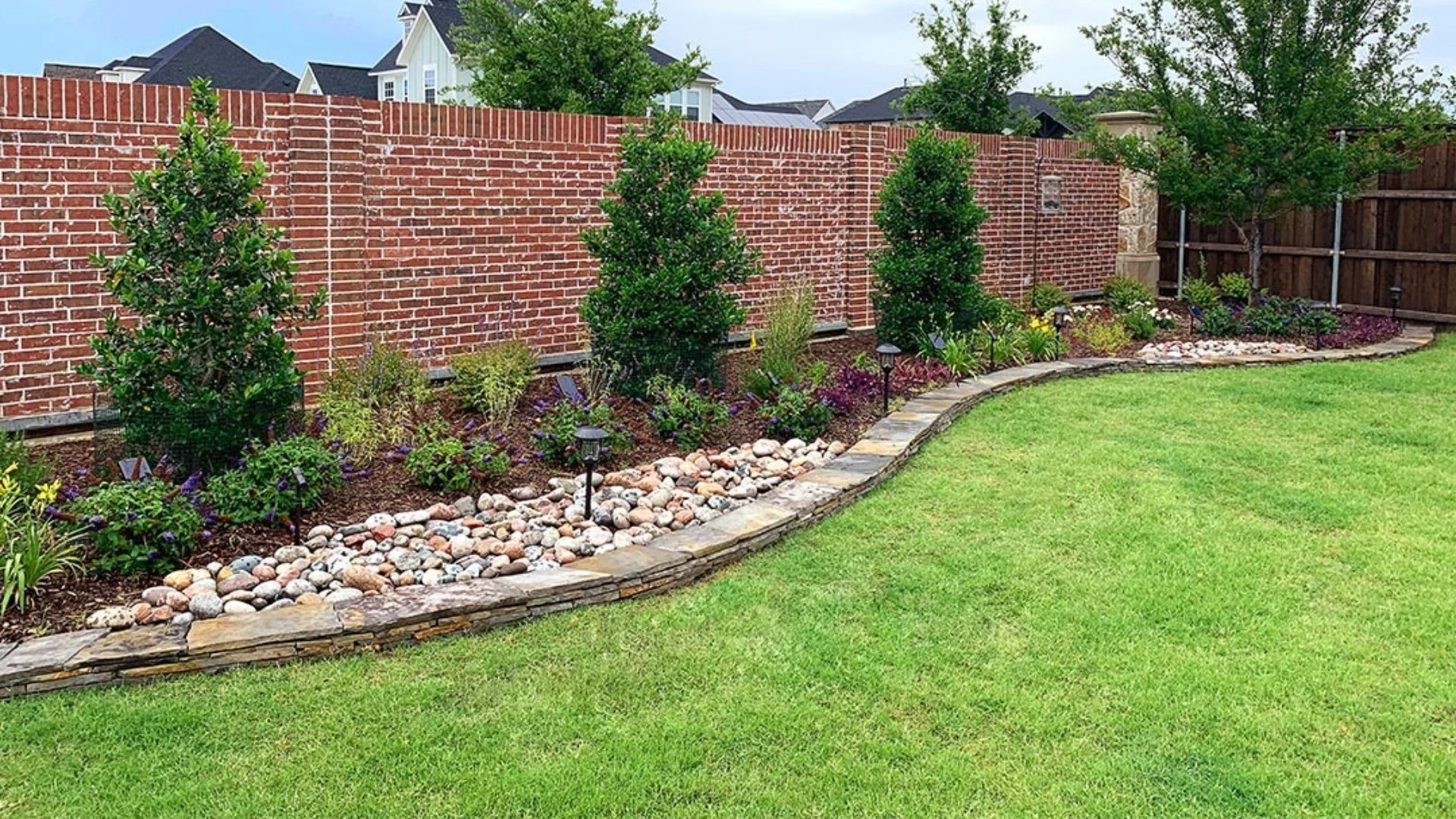 Green lawn and maintained landscape in Plano, TX.